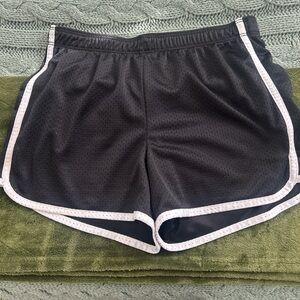 Justice Black Mesh Shorts with White Trim